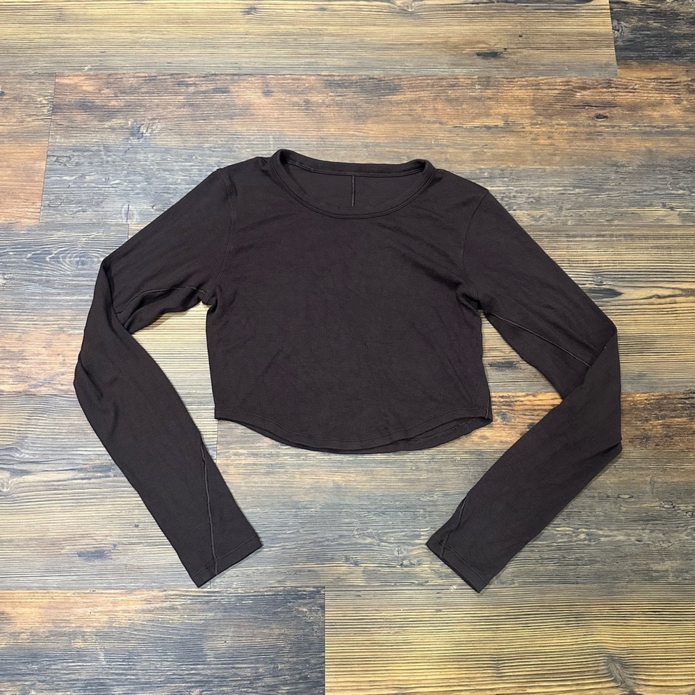 Lululemon Long Sleeve Cropped Hold Tight Tee Espresso Brown Size 8